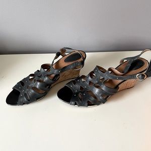 Clarks leather wedge sandals